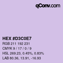 Farbcode: HEX #D3C0E7 | qconv.com