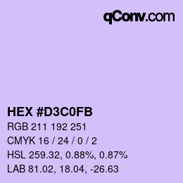 Color code: HEX #D3C0FB | qconv.com