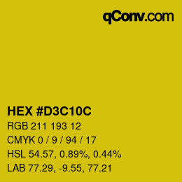 Color code: HEX #D3C10C | qconv.com