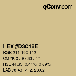 Color code: HEX #D3C18E | qconv.com