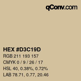 Color code: HEX #D3C19D | qconv.com