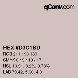 Farbcode: HEX #D3C1BD | qconv.com