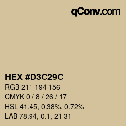 Color code: HEX #D3C29C | qconv.com