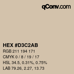 Color code: HEX #D3C2AB | qconv.com