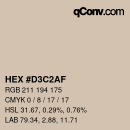 Color code: HEX #D3C2AF | qconv.com
