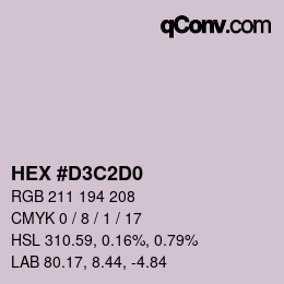 颜色代码: HEX #D3C2D0 | qconv.com