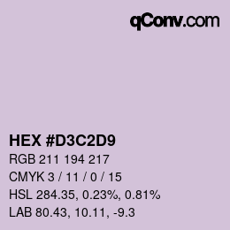 Farbcode: HEX #D3C2D9 | qconv.com