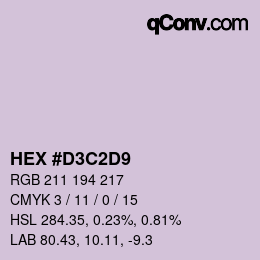Código de color: HEX #D3C2D9 | qconv.com