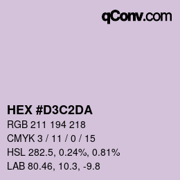 Color code: HEX #D3C2DA | qconv.com