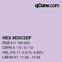 Color code: HEX #D3C2DF | qconv.com