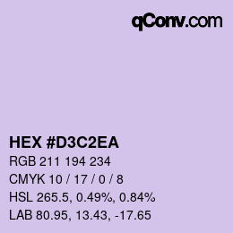Color code: HEX #D3C2EA | qconv.com