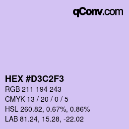 Color code: HEX #D3C2F3 | qconv.com