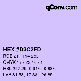 Color code: HEX #D3C2FD | qconv.com