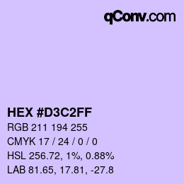Farbcode: HEX #D3C2FF | qconv.com