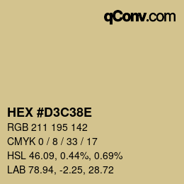 Color code: HEX #D3C38E | qconv.com