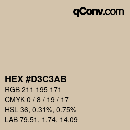 カラーコード: HEX #D3C3AB | qconv.com