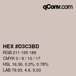 Color code: HEX #D3C3BD | qconv.com