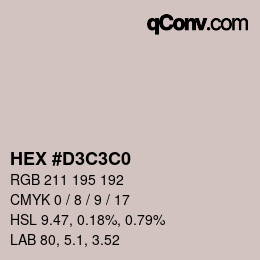Farbcode: HEX #D3C3C0 | qconv.com
