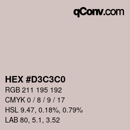 Código de color: HEX #D3C3C0 | qconv.com