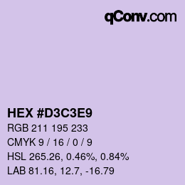 Color code: HEX #D3C3E9 | qconv.com