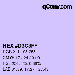 Color code: HEX #D3C3FF | qconv.com