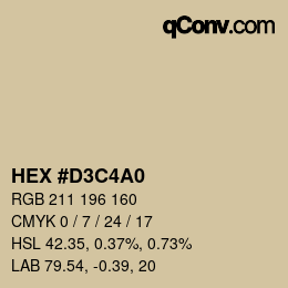 カラーコード: HEX #D3C4A0 | qconv.com