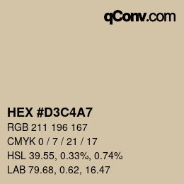 Farbcode: HEX #D3C4A7 | qconv.com