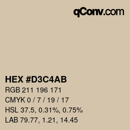 Color code: HEX #D3C4AB | qconv.com