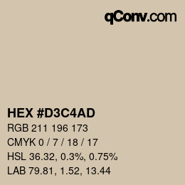 Código de color: HEX #D3C4AD | qconv.com
