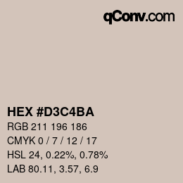 Color code: HEX #D3C4BA | qconv.com