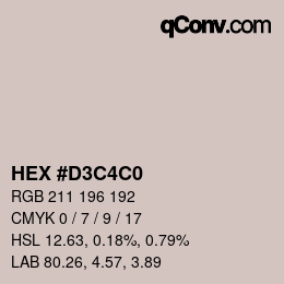 カラーコード: HEX #D3C4C0 | qconv.com