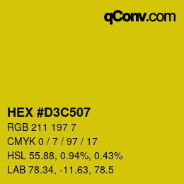 Color code: HEX #D3C507 | qconv.com