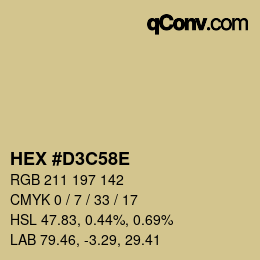 Color code: HEX #D3C58E | qconv.com