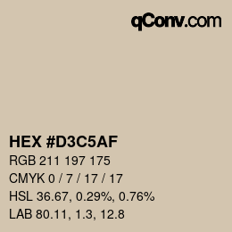 Color code: HEX #D3C5AF | qconv.com