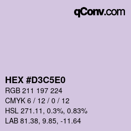 Código de color: HEX #D3C5E0 | qconv.com
