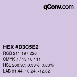 Code couleur: HEX #D3C5E2 | qconv.com