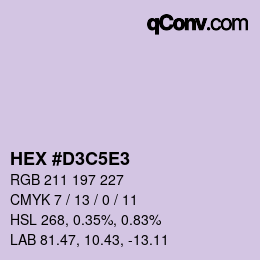 Farbcode: HEX #D3C5E3 | qconv.com