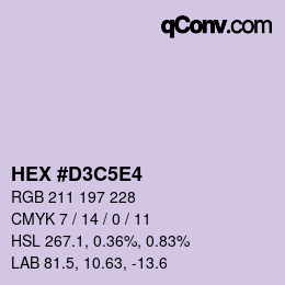 カラーコード: HEX #D3C5E4 | qconv.com