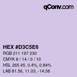 Código de color: HEX #D3C5E6 | qconv.com