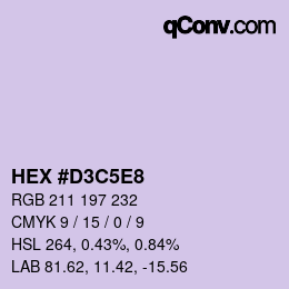 カラーコード: HEX #D3C5E8 | qconv.com
