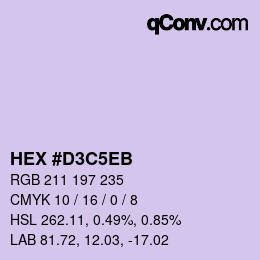 Color code: HEX #D3C5EB | qconv.com