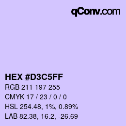 Color code: HEX #D3C5FF | qconv.com