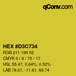 Color code: HEX #D3C734 | qconv.com