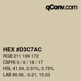 Color code: HEX #D3C7AC | qconv.com