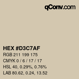 Color code: HEX #D3C7AF | qconv.com