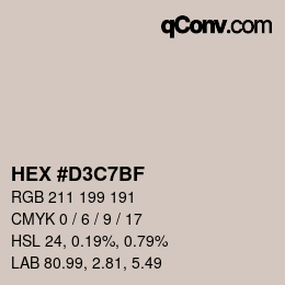 カラーコード: HEX #D3C7BF | qconv.com