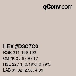 Color code: HEX #D3C7C0 | qconv.com
