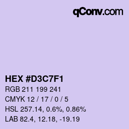 Color code: HEX #D3C7F1 | qconv.com