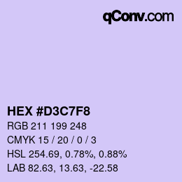 Color code: HEX #D3C7F8 | qconv.com