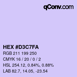 Color code: HEX #D3C7FA | qconv.com
